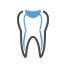 Cartoon tooth with blue dental roots