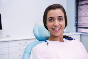 Woman with good oral health in Owings Mills smiling